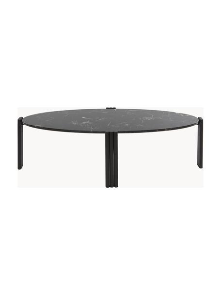 Table basse ovale en marbre Tribus, Noir, marbré, larg. 92 x prof. 47 cm