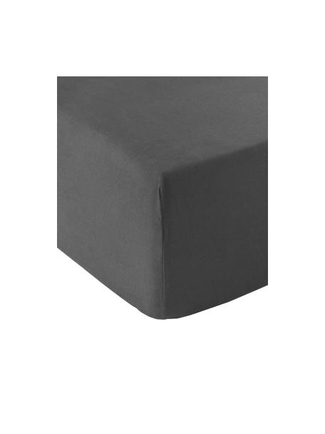 Boxspring hoeslaken Biba, flanel, Weeftechniek: flanel Flanel is een knuf, Donkergrijs, B 90 x L 200 cm, H 35 cm