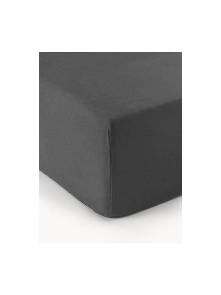 Drap-housse en flanelle pour sommier tapissier Biba, Anthracite, larg. 90 x long. 200 cm, haut. 35 cm