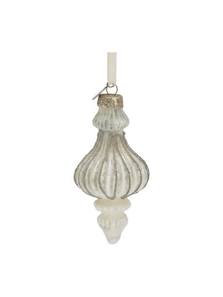 Handgemaakte decoratieve hanger Norille H 12 cm, 2 stuks, Glas, Wit, Ø 6 x H 12 cm