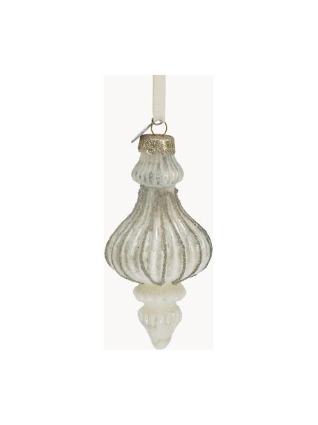 Adornos para colgar artesanales Norille, 2 uds., Vidrio, Blanco, Ø 6 x Al 12 cm