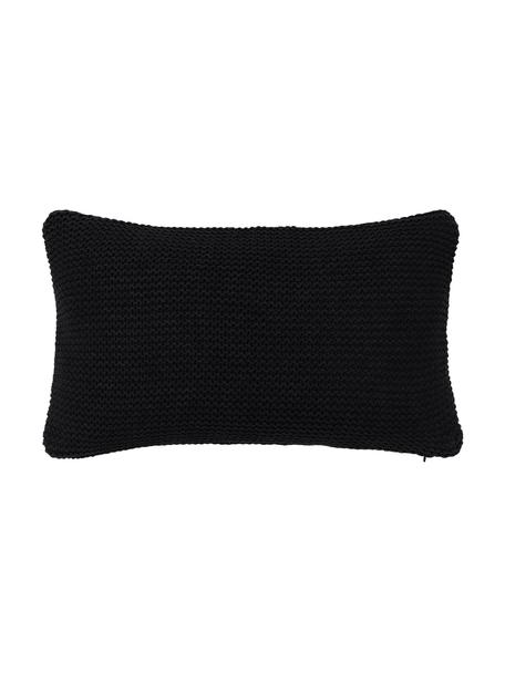 Pletený poťah na vankúš z organickej bavlny Adalyn, 100 % organická bavlna, certifikát GOTS, Čierna, Š 30 x D 50 cm