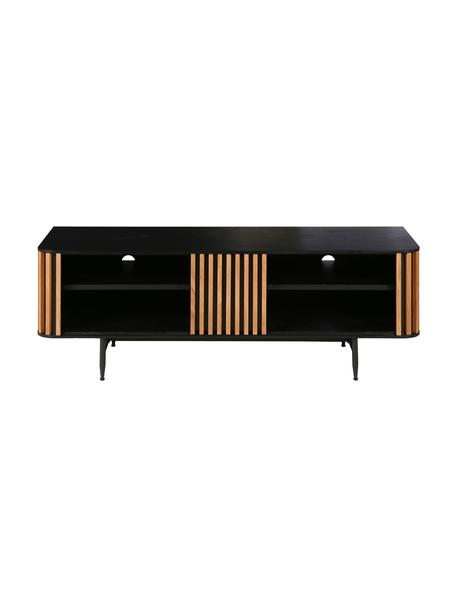 Designový TV stolek s dubovou dýhou Linea, Černá, dub, Š 130 cm, V 43 cm