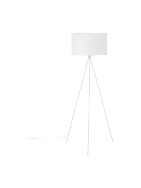 Stojací lampa trojnožka s látkovým stínidlem Cella, Bílá, Ø 48 cm, V 158 cm