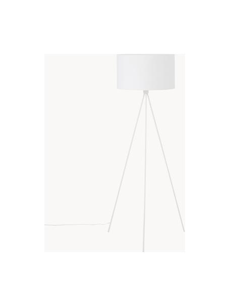 Tripod vloerlamp Cella met stoffen lampenkap, Lampenkap: katoenmix, Lampvoet: gepoedercoat metaal, Wit, H 158 cm