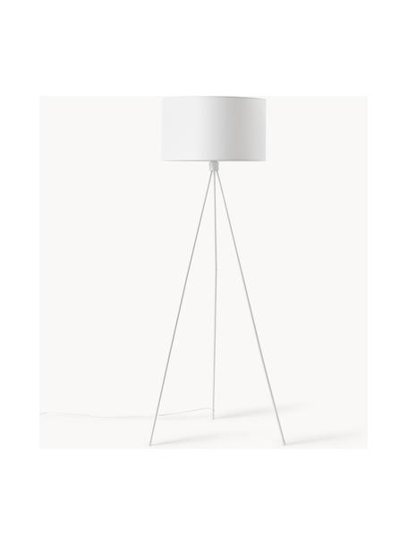 Lampa podłogowa trójnóg z kloszem z tkaniny Cella, Biały, Ø 48 x W 158 cm