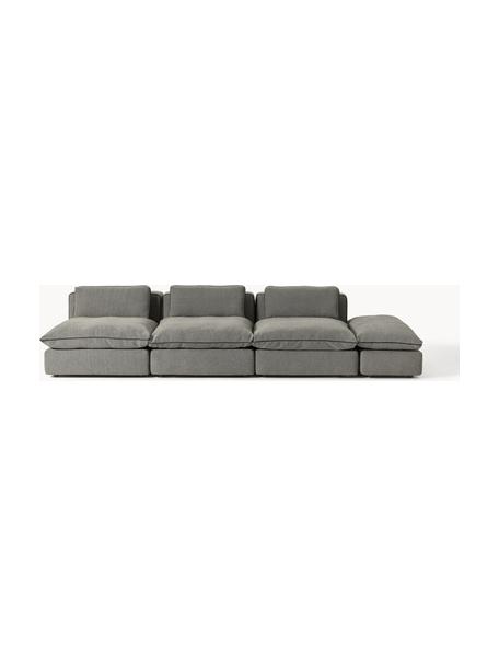 Modulares XL-Sofa Felix (3-Sitzer) mit Hocker, Bezug: 100 % Polyester Der strap, Gestell: Massives Kiefern- und Fic, Webstoff Dunkelgrau, B 360 x T 140 cm