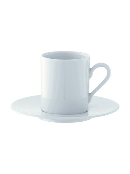 Šálek na espresso s podšálkem z porcelánu Bianco, 4 ks, Porcelán, Bílá, Ø 12 cm, V 7 cm, 90 ml