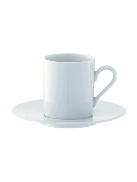 Šálky na espresso s podšálky z porcelánu Bianco, 4 ks, Porcelán, Bílá, Ø 12 cm, V 7 cm, 90 ml