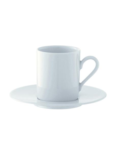 Tazas originales con platitos Bianco, 4 uds., Porcelana, Blanco, Ø 12 x Al 7 cm, 90 ml