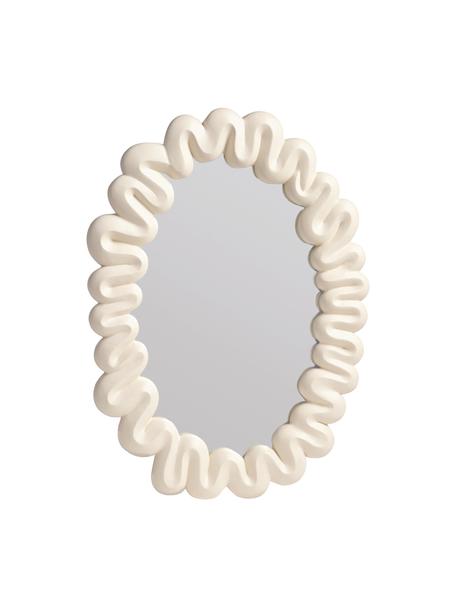 Ovaler Wandspiegel Dribble, Rahmen: Polyresin, Spiegelfläche: Spiegelglas, Off White, B 30 x H 42 cm