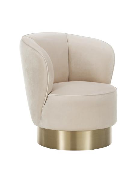 Fluwelen fauteuil Olivia in beige, Bekleding: fluweel (polyester), Voet: gecoat metaal, Beige, 70 x 70 cm