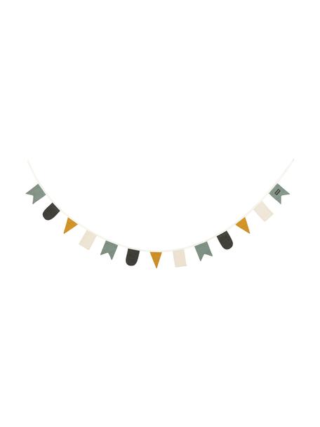Guirnalda de algodón ecológico Hip Hip Hurra, 300 cm, 100% algodón ecológico con certificado GOTS, Verde, beige, amarillo, negro, L 300 x Al 15 cm