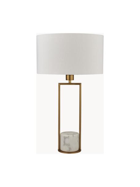 Grande lampe à poser avec pied en marbre Quebec, Blanc, marbré, doré, Ø 35 x haut. 62 cm