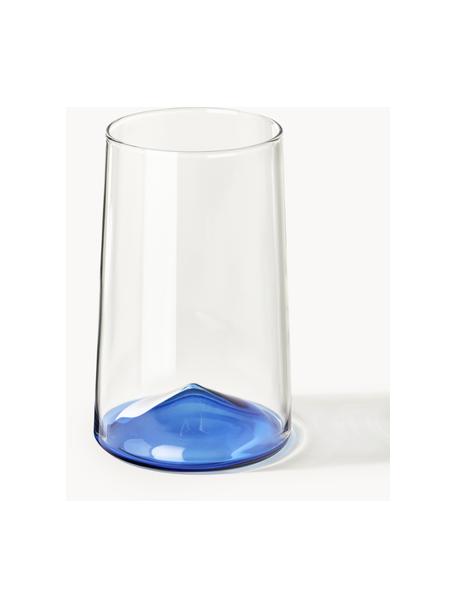 Mondgeblazen longdrinkglas Hadley, 4 stuks, Borosilicaatglas, Transparant, blauw, Ø 8 x H 12 cm, 360 ml