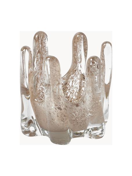 Bougeoir fait main Helix, Ø 12 cm, Verre, Grège, Ø 12 x haut. 11 cm