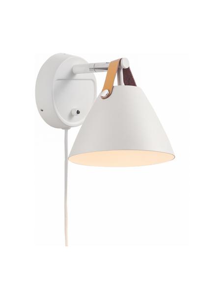Nástenná lampa s vymeniteľným koženým popruhom Strap, Biela, piesková alebo čierna, H 21 x V 17 cm