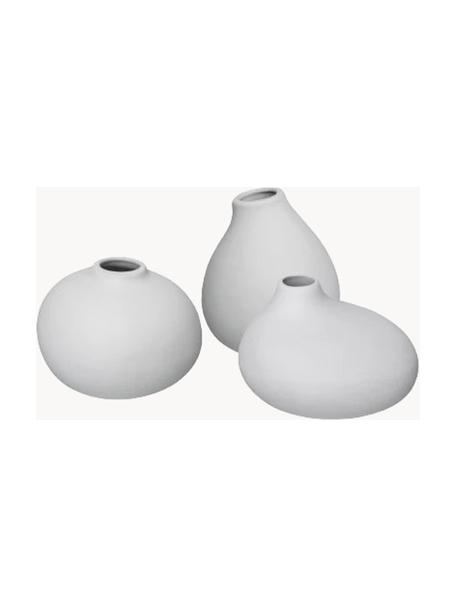 Súprava malých porcelánových váz Nona, 3 diely, Porcelán, Svetlosivá, Súprava s rôznymi veľkosťami