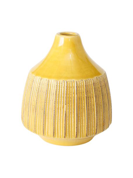 Kleine Vase Menos aus Steingut, Steingut, Gelb, Ø 12 x H 14 cm