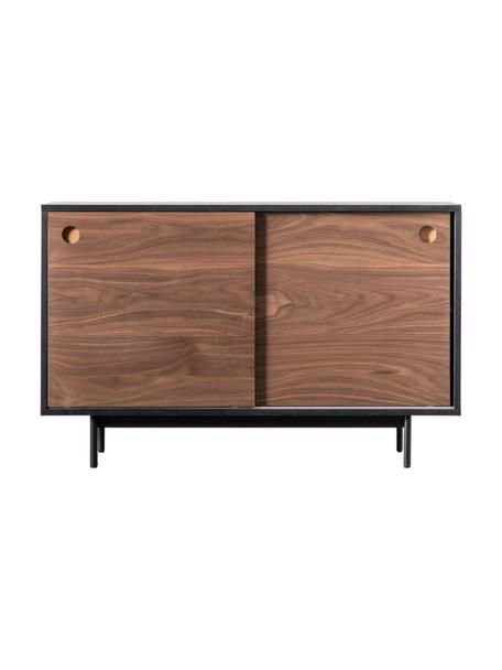 Aparador de madera Barbican, 2 puertas correderas, Patas: metal con pintura en polv, Estructura: tablero de melamina, made, Madera oscura, negro, An 120 x Al 75 cm