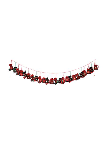 Adventskalender Merry X-Mas, Polyester, katoen, Groen, rood, zwart, L 270 cm