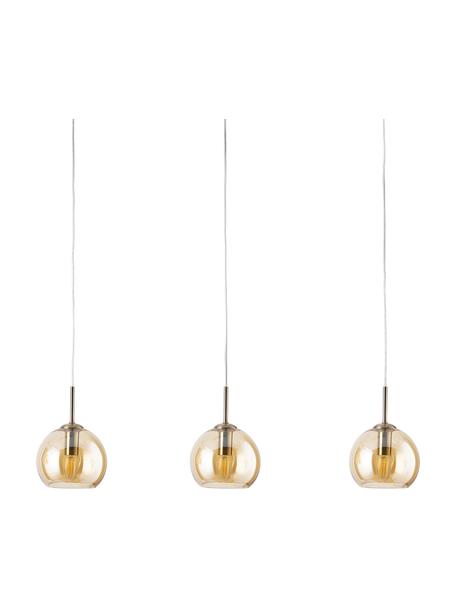 Lampada grande a sospensione Hamilton, Paralume: vetro, Struttura: metallo spazzolato, Baldacchino: metallo spazzolato, Ambrato, Larg. 81 x Alt. 13 cm