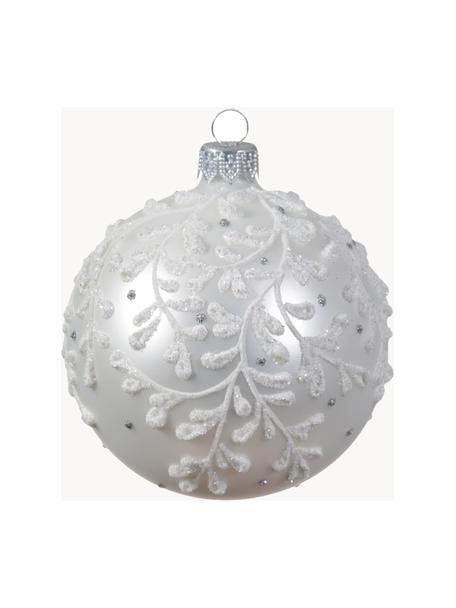 Kerstballen Durra, 6 stuks, Glas, Zilverkleurig, wit, Ø 8 cm