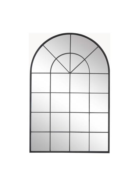 Specchio da parete look finestra Clarita, Cornice: metallo verniciato a polv, Retro: pannello di fibra a media, Superficie dello specchio: lastra di vetro, Nero, Larg. 60 x Alt. 90 cm