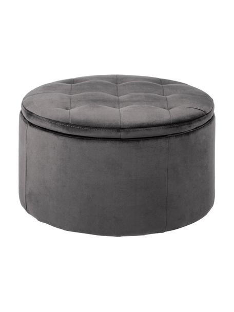 Samt-Hocker Retina mit Stauraum, Bezug: Polyestersamt Der hochwer, Gestell: Mitteldichte Holzfaserpla, Samt Dunkelgrau, Ø 60 x H 35 cm