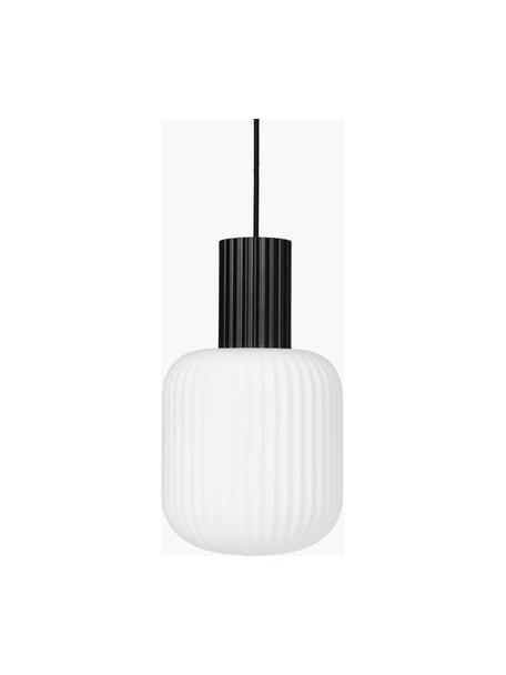 Kleine Pendelleuchte Lolly, Baldachin: Metall, beschichtet, Lampenschirm: Opalglas, Weiß, Schwarz, Ø 20 x H 34 cm