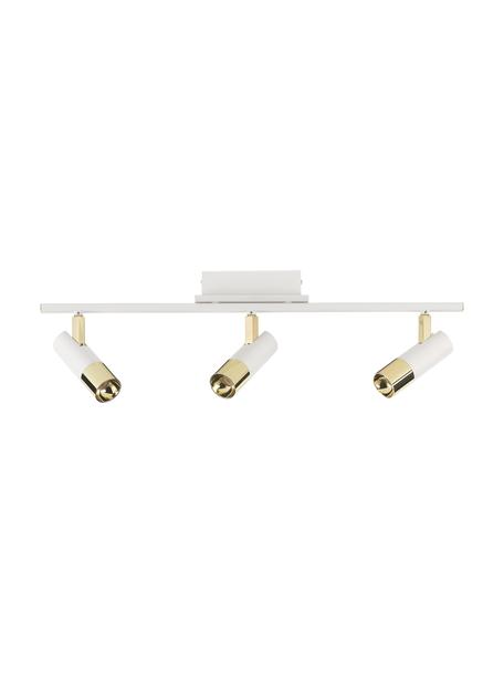 Faretti a LED da soffitto color bianco-oro Bobby, Paralume: metallo verniciato a polv, Baldacchino: metallo verniciato a polv, Struttura: metallo verniciato a polv, Bianco, dorato, Larg. 66 x Alt. 13 cm