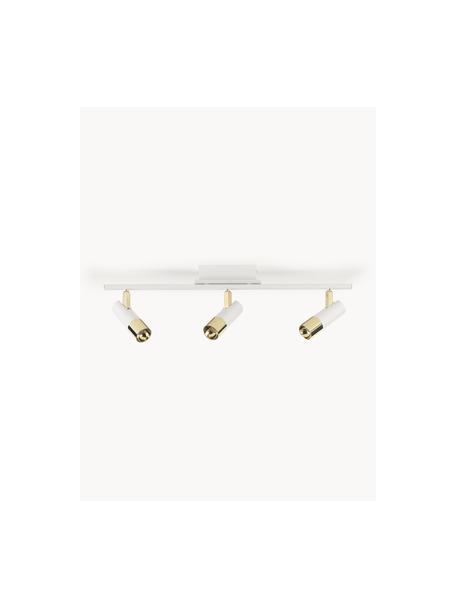 Plafonnier spot LED Bobby, Blanc, couleur dorée, larg. 66 x haut. 13 cm