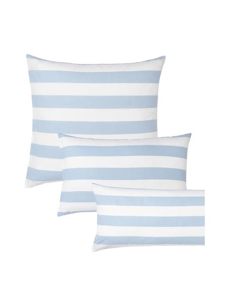 Taie d'oreiller réversible en coton rayé bleu clair/blanc Lorena, Bleu ciel/blanc, larg. 50 x long. 70 cm