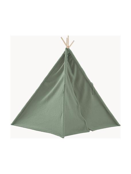 Tipi dziecięce Teddy Tudeloo, Tapicerka: Teddy (100% poliester), Stelaż: drewno naturalne, Szałwiowy zielony, S 130 x W 120 cm