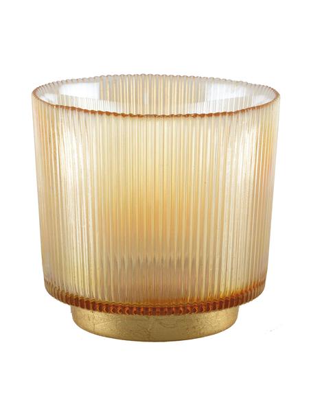 Svícen na čajovou svíčku Luster, Sklo, kov, Jantar, transparentní, zlatá, Ø 15 cm