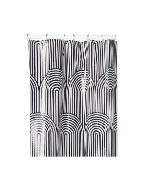Douchegordijn Brave in wit/zwart, 100% kunststof (PEVA), Zwart, wit, B 180 x L 200 cm