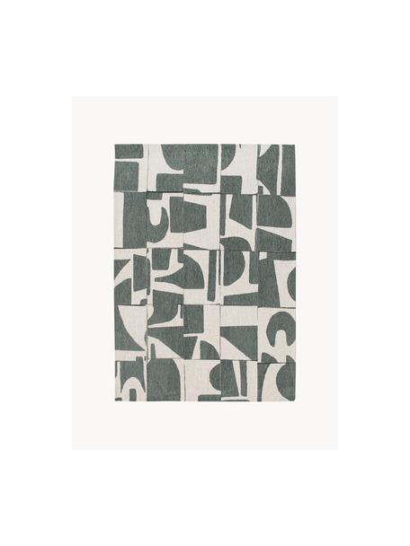 Vloerkleed Campanula met grafisch patroon, 100% polyester, Donkergroen, crèmewit, B 80 x L 150 cm (maat XS)
