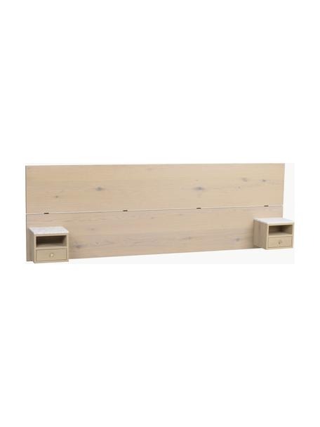 Houten hoofdeinde Whitmore met nachtkastjes, Tafelblad: marmer, Hout, wit gemarmerd, B 240 x H 79 cm