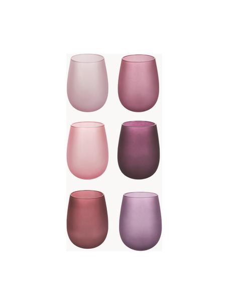 Wassergläser Happy Hour, 6er-Set, Glas, Rosa- und Lilatöne, matt, Ø 7 x H 11 cm, 500 ml