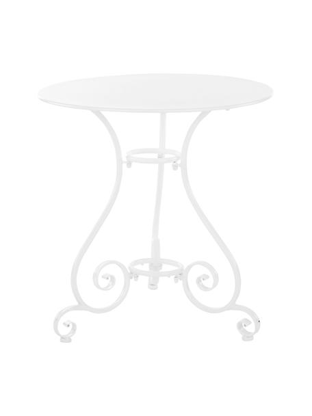 Table de balcon ronde en métal Etienne, Ø 70 cm, Acier, résistant aux intempéries, Blanc, Ø 70 x haut. 72 cm