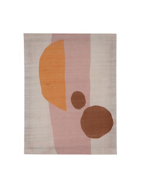 Dekoracja ścienna z jedwabiu Balance, Jedwab, Blady różowy, pomarańczowy, brązowy, złamana biel, S 50 x W 65 cm