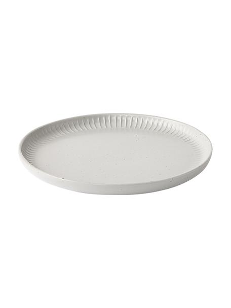 Talerz śniadaniowy z reliefem Rhea, 4 szt., Kamionka, Jasny szary, Ø 21 x W 2 cm
