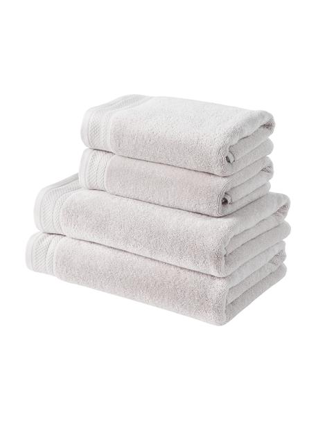 Handdoekenset Premium van biokatoen, 4-delig, 100% biologisch katoen, GOTS-gecertificeerd
Zware kwaliteit, 600 g/m²

Het materiaal dat in dit product wordt gebruikt, is getest op schadelijke stoffen en gecertificeerd volgens STANDARD 100 door OEKO-TEX®, IS025 189577, OETI., Lichtgrijs, Set met verschillende formaten
