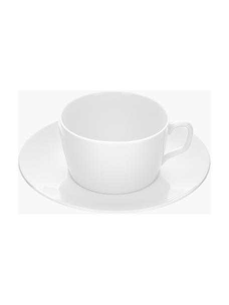 Handgefertigte Porzellan-Kaffeetassen Cosmopolitan mit Untertassen, 2 Stück, Porzellan, Weiß, Ø 12 x H 7 cm, 250 ml