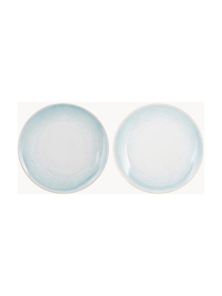 Ručne vyrobený plytký tanier s efektnou glazúrou Amalia, 2 ks, Porcelán, Svetlomodrá, krémovobiela, Ø 25 cm