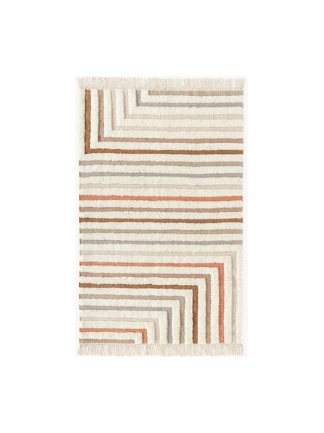 Tapis kilim tissé main avec franges Calais, 80 % laine, 20 % coton

Les tapis en laine peuvent perdre des fibres lors des premières semaines et des peluches peuvent se former, ce phénomène est naturel et diminue à mesure de votre usage et du temps, Beige, terracotta, taupe, larg. 120 x long. 180 cm (taille S)