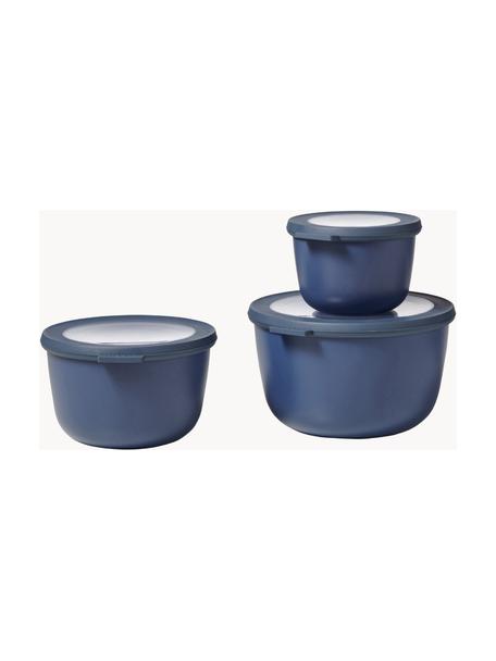 Boîtes de conservation rondes Cirqula, 3 élém., Polypropylène (PP), élastomères thermoplastiques (TPE), sans BPA, Bleu marine, 500ml / 1L / 2L