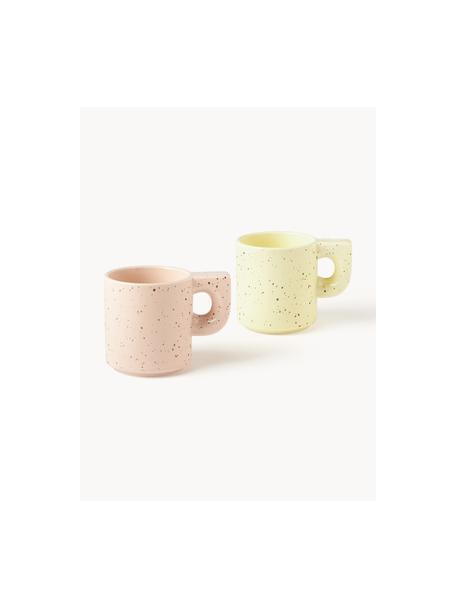 Set di 2 tazze fatte a mano Aiko, Porcellana, Albicocca, giallo chiaro, Ø 9 x Alt. 9 cm, 320 ml