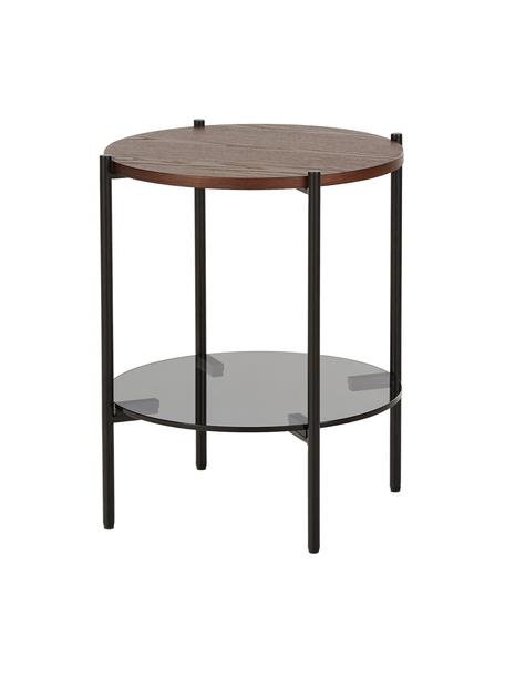 Odkládací stolek se skleněnou deskou Valentina, Jasanové dřevo, Ø 44 cm, V 50 cm