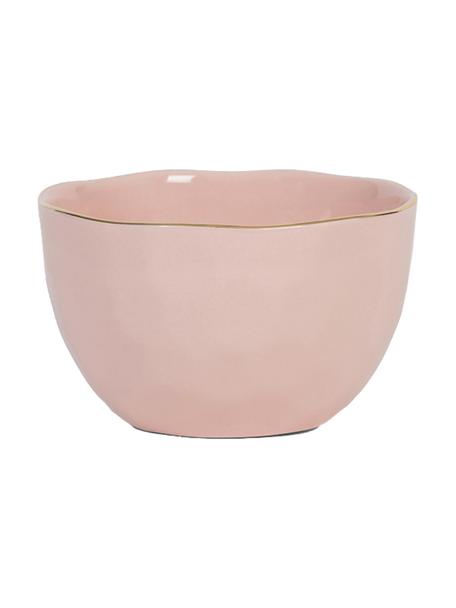 Bol Good Morning, Grès cérame, Rose avec bordure dorée, Ø 14 cm